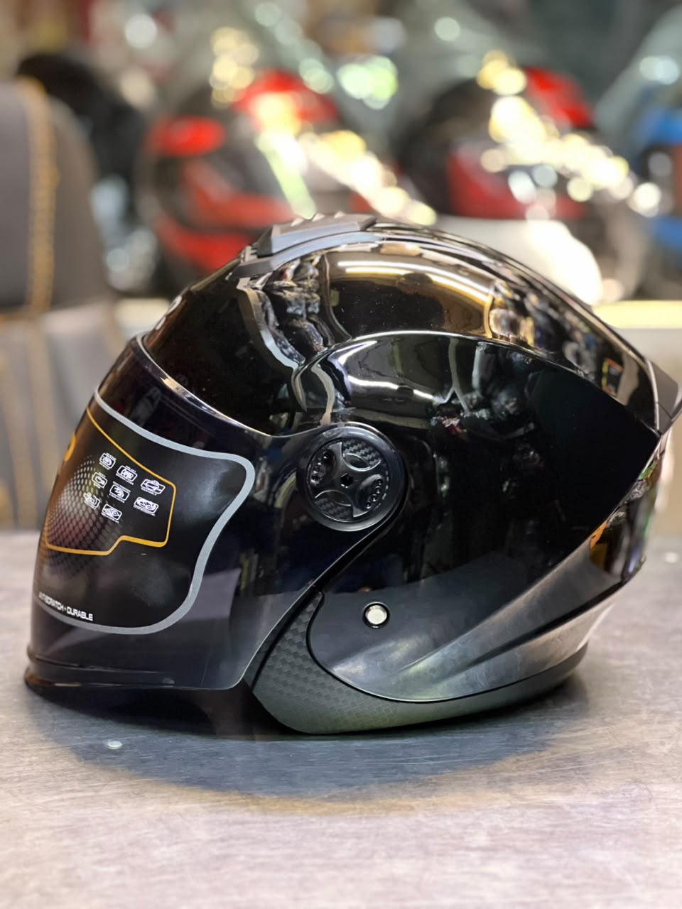 AR Half Face Glossy Black